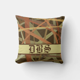 Gult och Orange Geometric Mönster Monogram Cushion Kudde