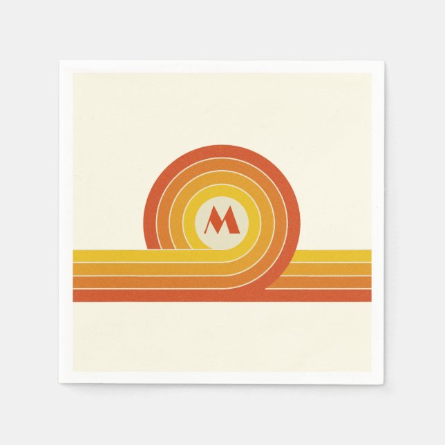 Gult och orange i stil-cirklar och linjer pappersservett (Framsidan)