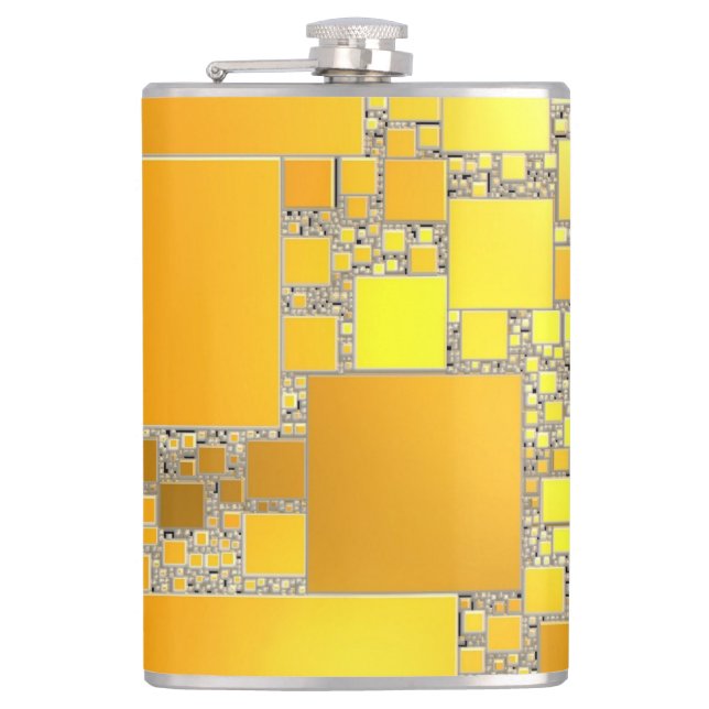 Gult och Orange kolv i fyrkant Fickplunta (Framsidan)