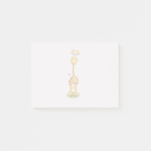Gult och orange lycklig tecknad giraffe post-it block (Framsida)