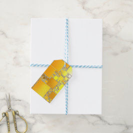 Gult och Orange Märkre med kvadratiska specialteck Presentetikett