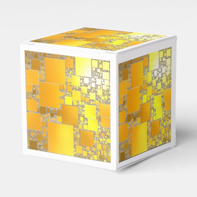 Gult och Orange med kvadratisk ruta Presentaskar (Framsidan Sidan)