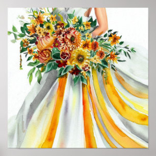 Gult och Orange, Möhippa Cascading Bouquet 2, Poster