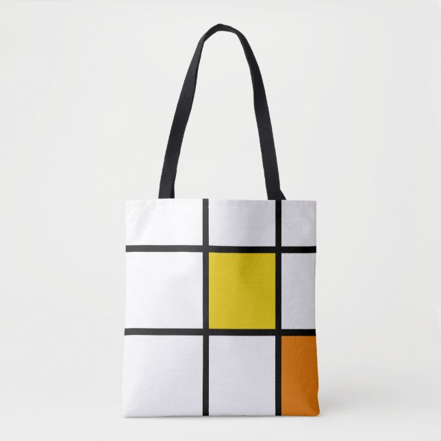 Gult och Orange Mondrian Stil Tygkasse (Framsida)