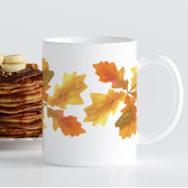Gult och Orange Oak Löv Kaffemugg