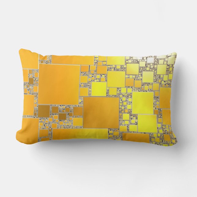Gult och Orange Oblong Cushion i fyrkant Lumbarkudde (Framsida)