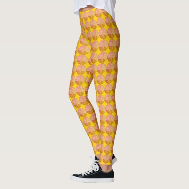Gult och Orange Polka dots Mönster Leggings (Vänster)
