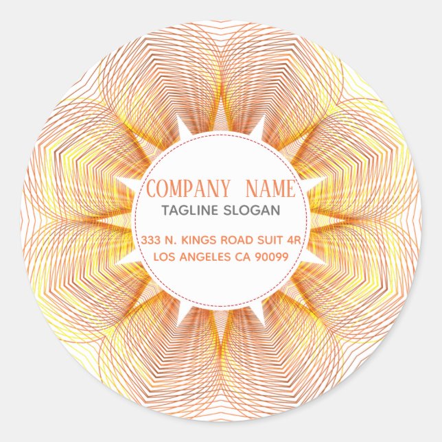 Gult och Orange Runt Klistermärke (Framsida)