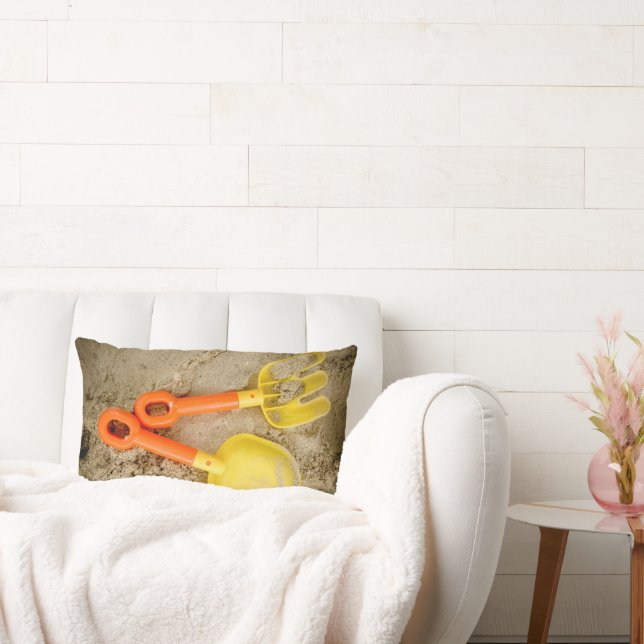Gult och Orange Sand Leksak Beach Art Lumbarkudde (Soffa)