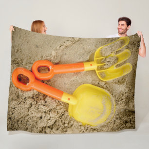 Gult och Orange Sand Leksak Fleecefilt