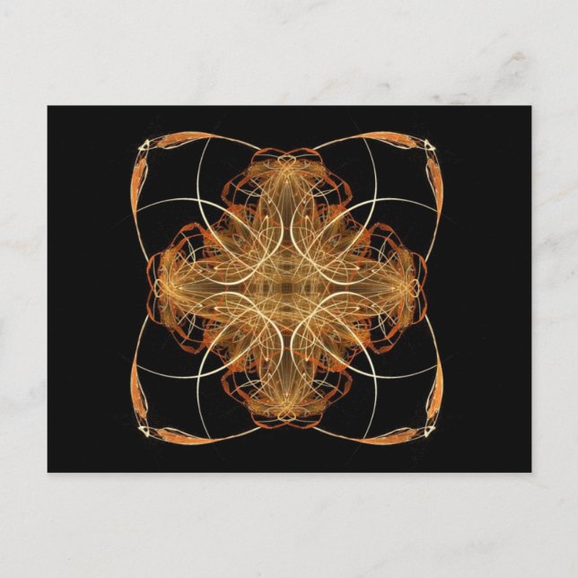 Gult och Orange Swirled Pillow-like Fractal Art Vykort (Framsida)