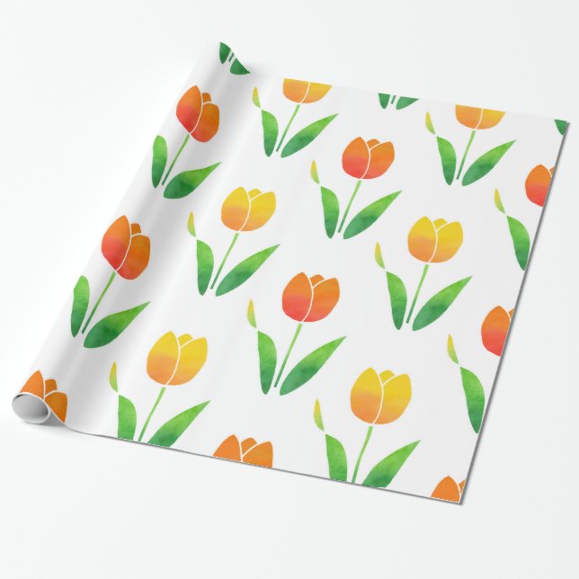Gult och Orange Tulips 2 Presentpapper (Utrullad)
