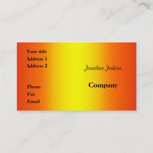 Gult och orange visitkort (Framsida)