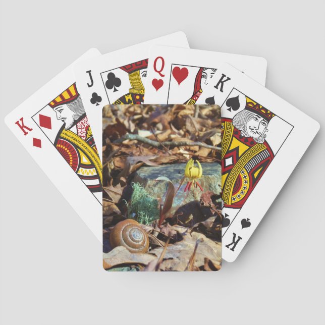 Gult och Plum Trout Lily och Snigel Snäcka Spelkort (Baksidan)