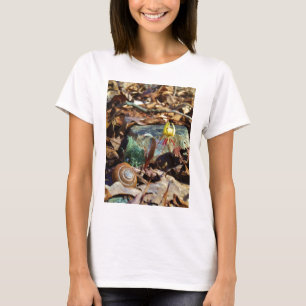Gult och Plum Trout Lily och Snigel Snäcka Tee Shirt