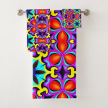 Gult och Red Bath Towel Set