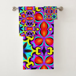 Gult och Red Bath Towel Set