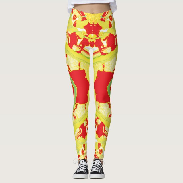 Gult och Red Ketchup Splatter Leggings (Framsida)