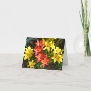 Gult och Red Lily Flower Photo Design Hälsning Kort