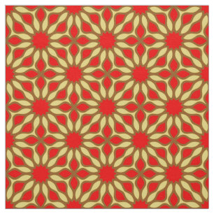 Gult och röd Elegant Mosaic Geometric Mönster Tyg
