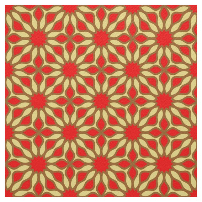 Gult och röd Elegant Mosaic Geometric Mönster Tyg (Provkarta)