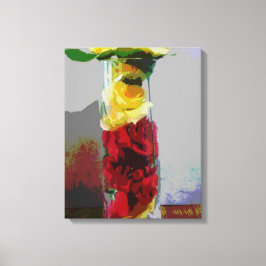 Gult och röd ros canvastryck