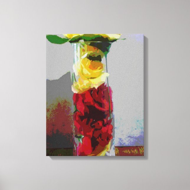 Gult och röd ros canvastryck (Framsida)