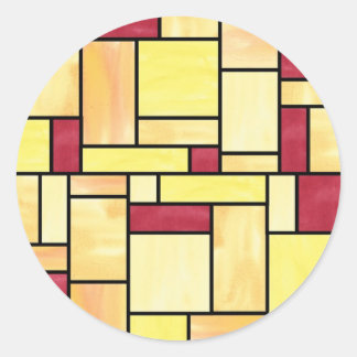 Gult- och rödglasfästen runt klistermärke