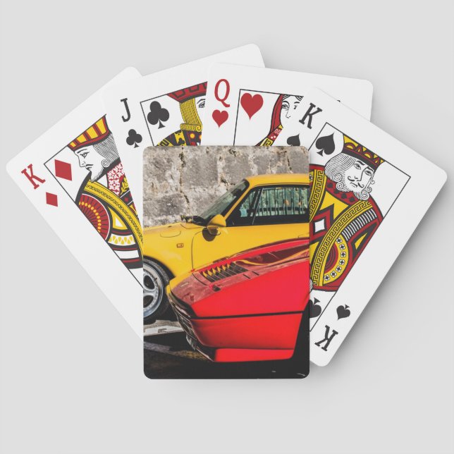 Gult- och rödlyxbilar casinokort (Baksidan)