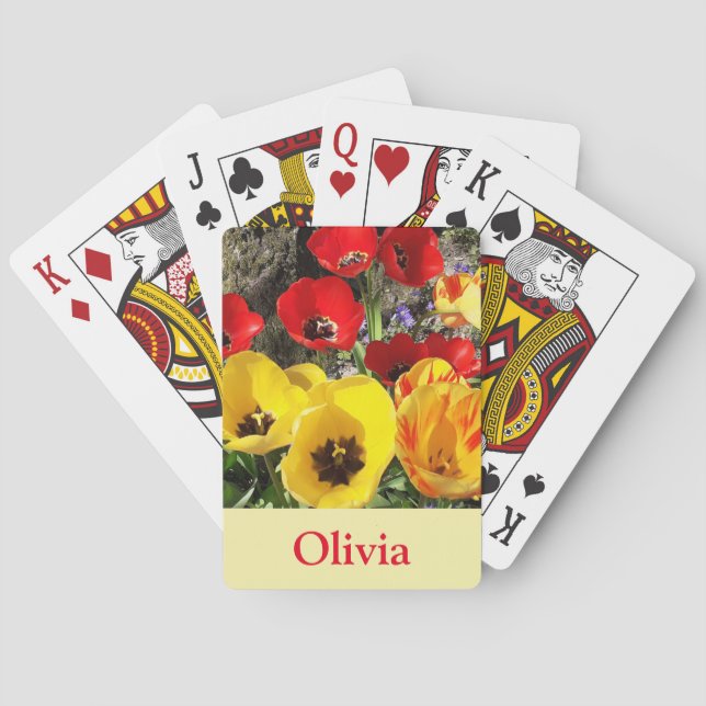 Gult- och rödtuppar casinokort (Baksidan)