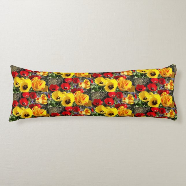 Gult- och rödtuppar kroppskudde (Framsidan)