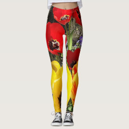 Gult- och rödtuppar leggings