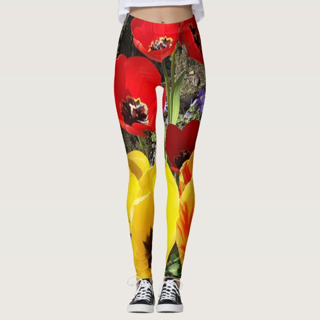 Gult- och rödtuppar leggings (Framsida)
