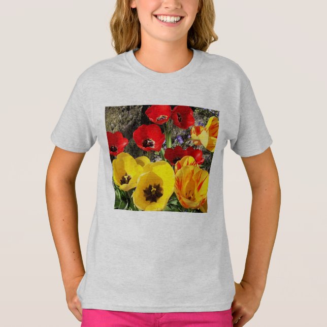 Gult- och rödtuppar t shirt (Framsida)
