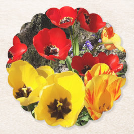 Gult- och rödtuppar underlägg papper