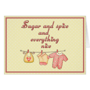 Gult och Rosa av socker och spice Baby Shower Hälsningskort