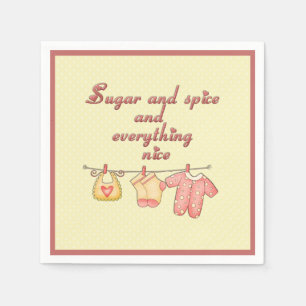 Gult och Rosa av socker och spice Baby Shower Pappersservett