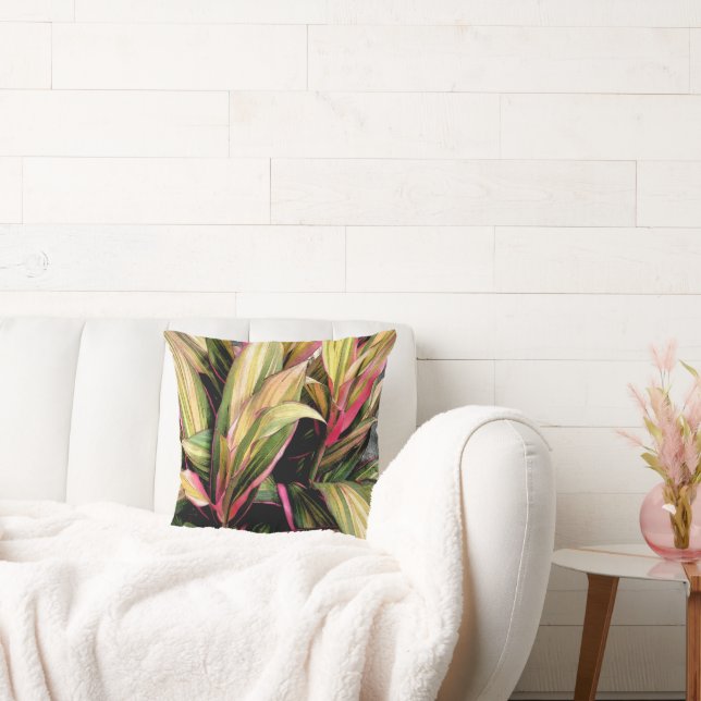GULT OCH ROSA AV TROPISKT VÄXTER/KORDYLN/GRÖNT KUDDE (Soffa)