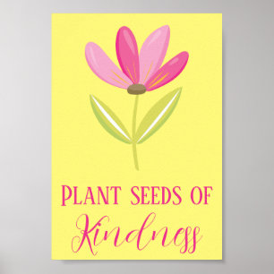 Gult och Rosa Blommigt Utsäde av indness Poster