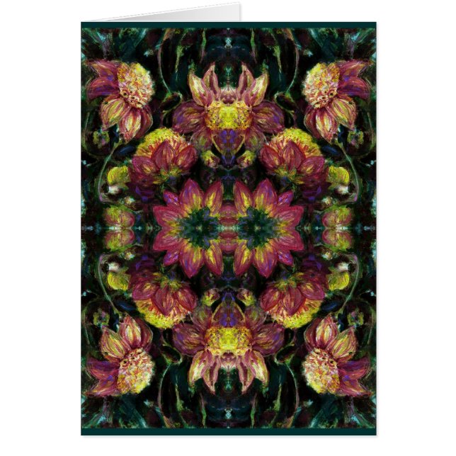 Gult och Rosa Dahlias Hälsningskort (Framsidan)