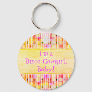 Gult och Rosa Disco Cowgirl Fringe Nyckelring