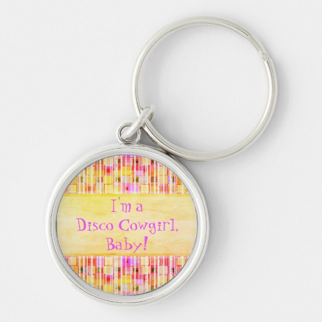Gult och Rosa Disco Cowgirl Fringe Nyckelring (Framsidan)