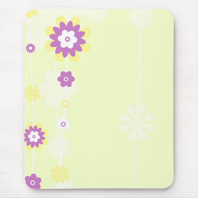 Gult och Rosa Flower Girly Mousepad Musmatta (Framsidan)