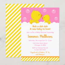 Gult och Rosa för Rubber Ducky Baby Shower