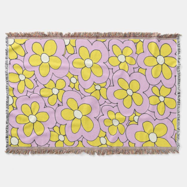 Gult och Rosa i hand plockade Blankdesign Filt (Framsidan)