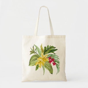 Gult och Rosa inhemska hawaiiska blommor Tygkasse