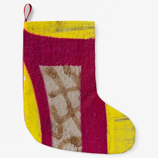 Gult och rosa, målad vägg liten julstrumpa (Framsidan)