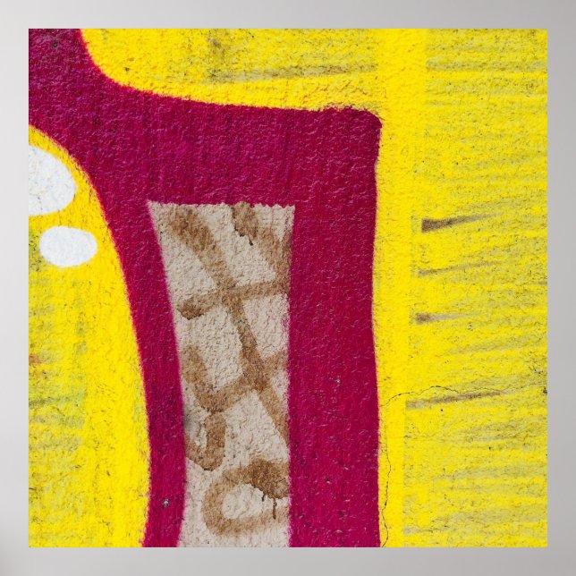 Gult och rosa, målad vägg poster (Framsidan)