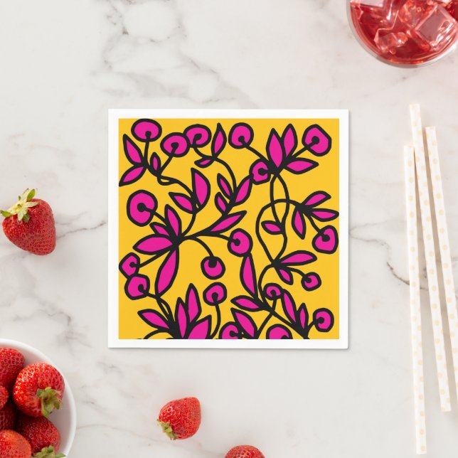 Gult och rosa pappersservett (Insitu)