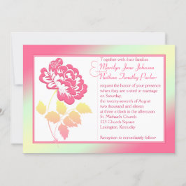 Gult och Rosa Peony Linen bröllopsinbjudan Inbjudningar